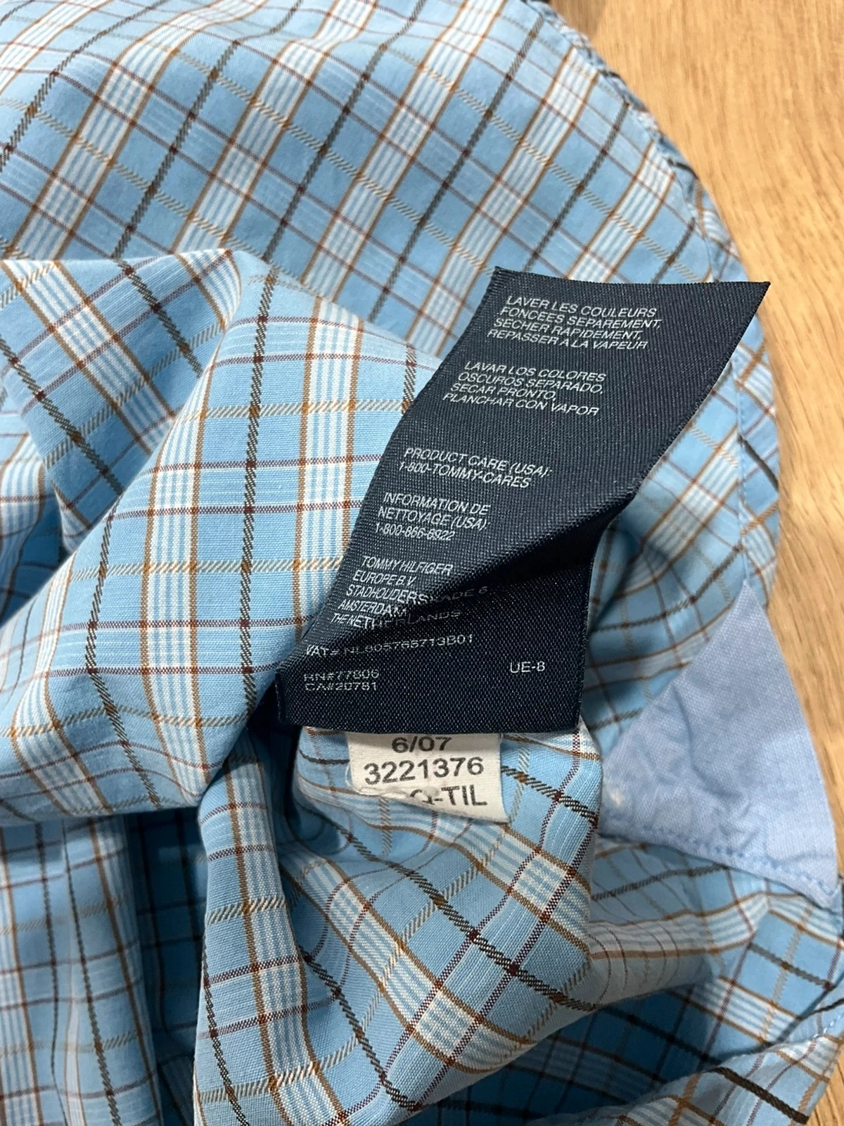Chemise Tommy Hilfiger Coupe Classique L 100% Coton Carreaux Preppy Bleu Ciel – photo 7